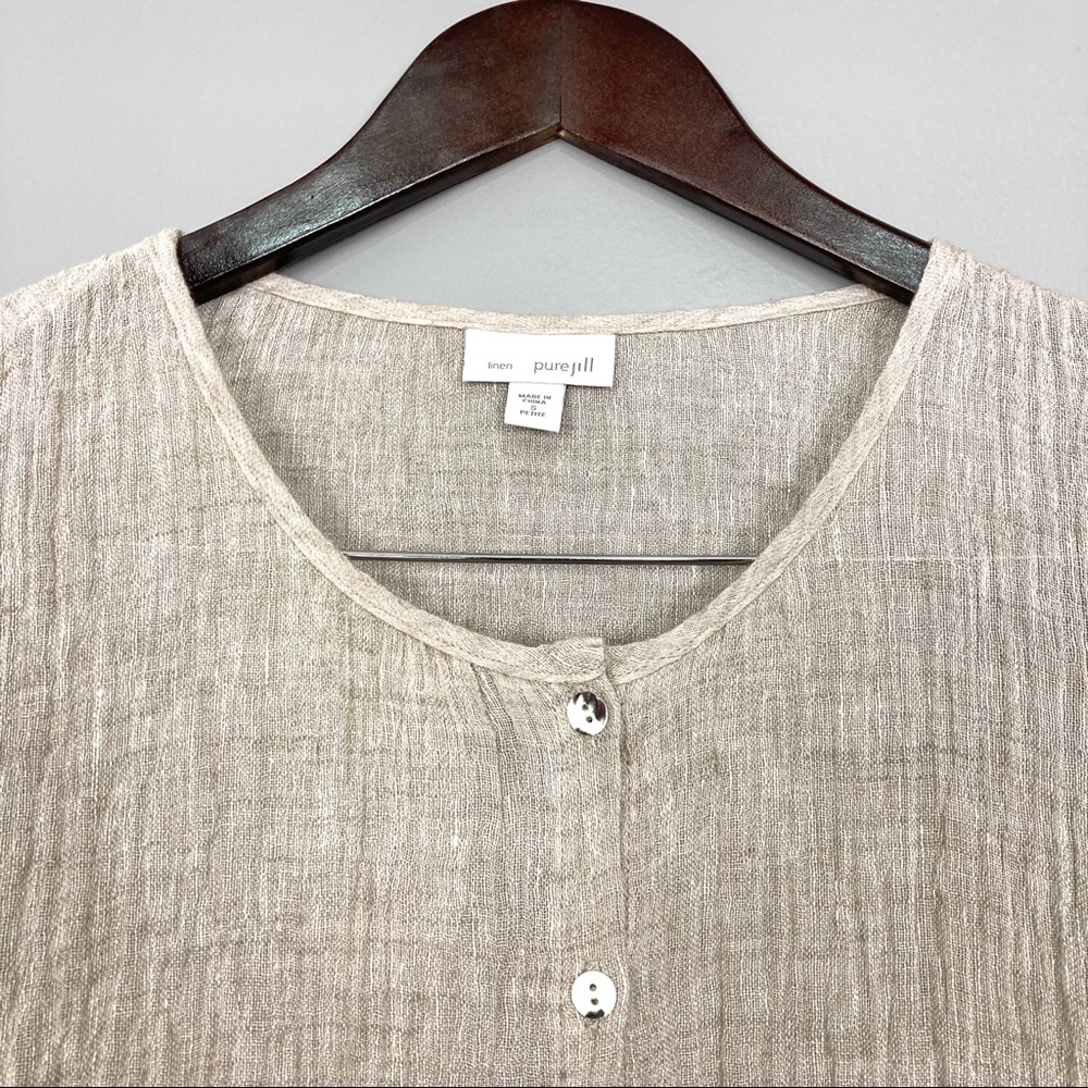 J. Jill Lagenlook Linen Top Pure Jill Button Front - Picture 2 of 8